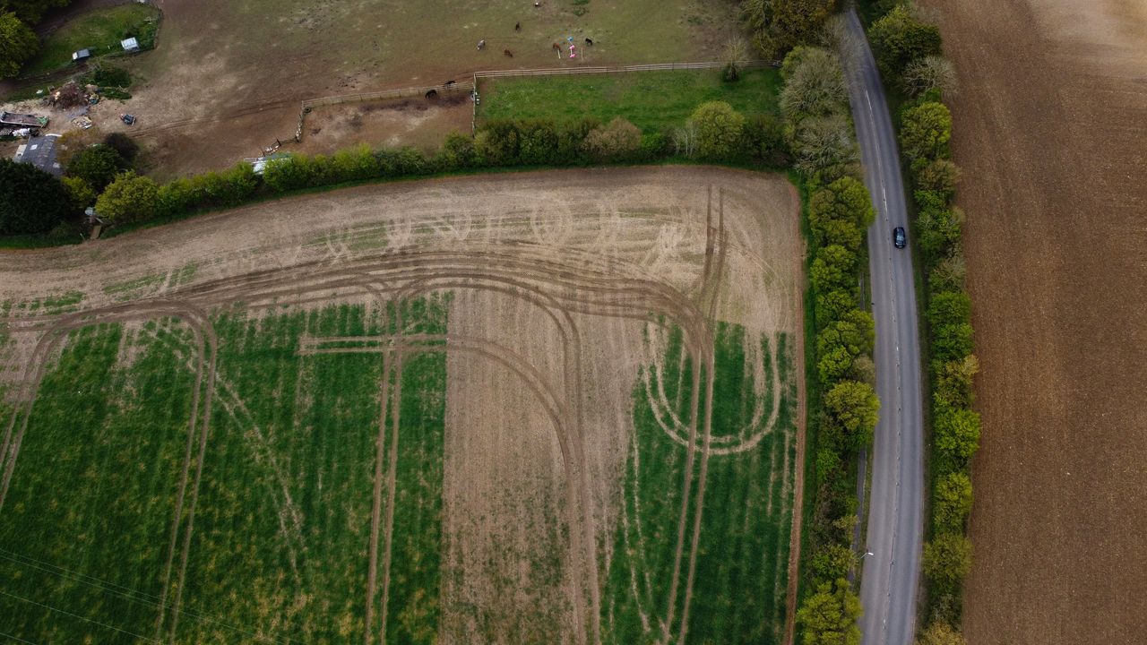 Vista aérea de un terreno de cultivo sin construir